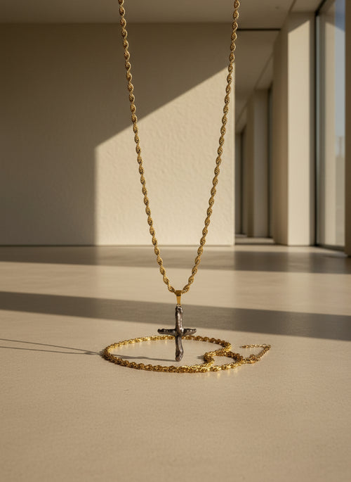 CROSS SHAPE PEARL PENDANT NECKLACE